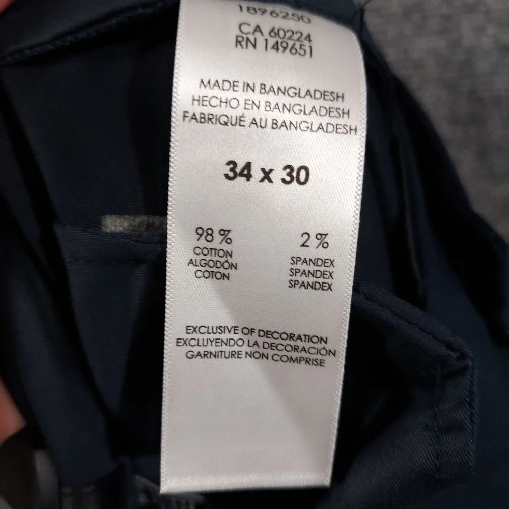 Bonobos Trouser Men 34x30 Navy Blue Cotton Stretch Chino Dress Pants 1896250